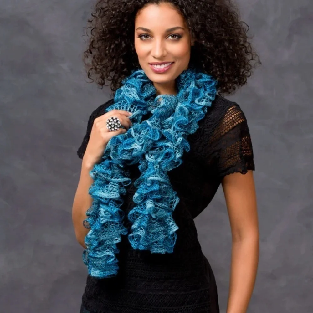Hand Knitted Ruffle Scarf Purple Silver Black Baltimore Ravens Team Colors